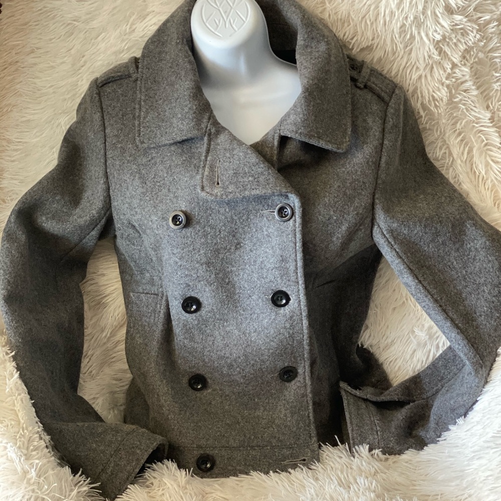 Gray Cropped Wool Coat